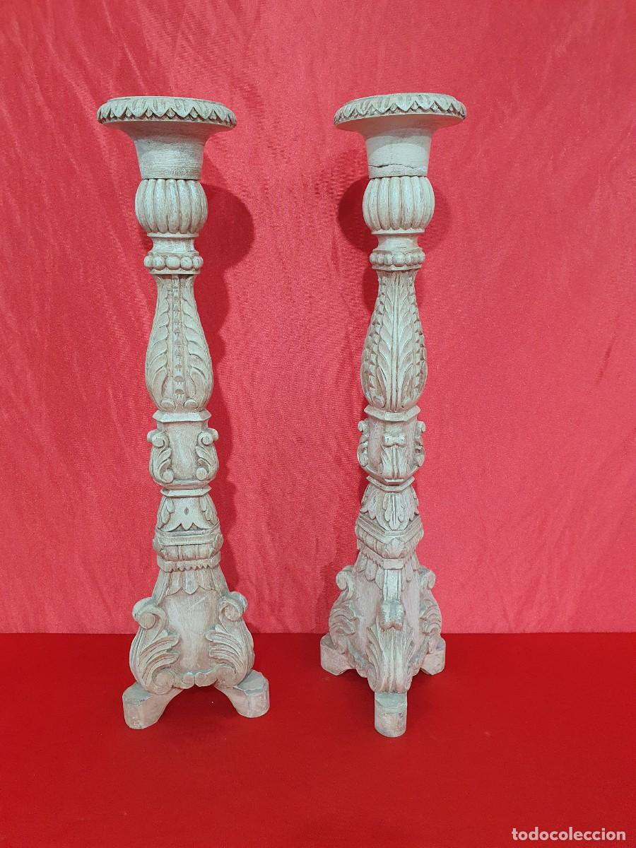 Antig&uuml;edades: Pareja de hacheros de madera policromada - Foto 1
