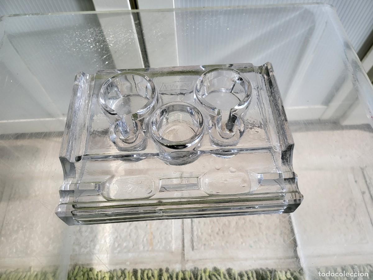 Antig&uuml;edades: tintero antiguo de cristal pensado - Foto 3