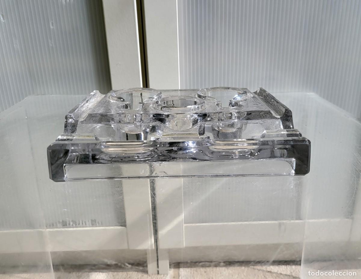 Antig&uuml;edades: tintero antiguo de cristal pensado - Foto 1