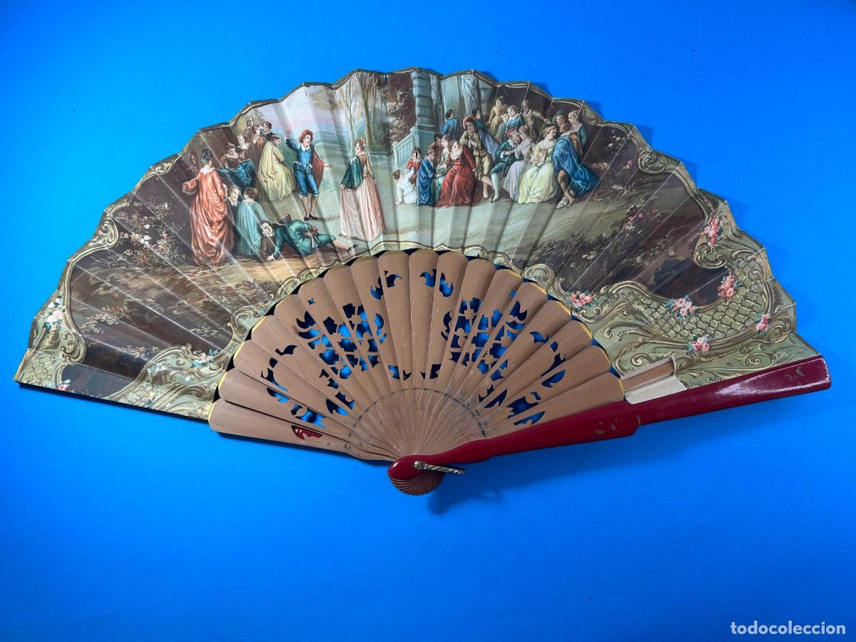 Antig&uuml;edades: ABANICO DE MADERA ESCENA COSTUMBRISTA - Foto 2