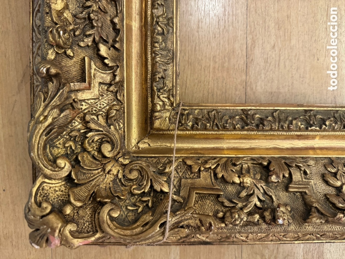 Antig&uuml;edades: Marco dorado del siglo XIX - Foto 4