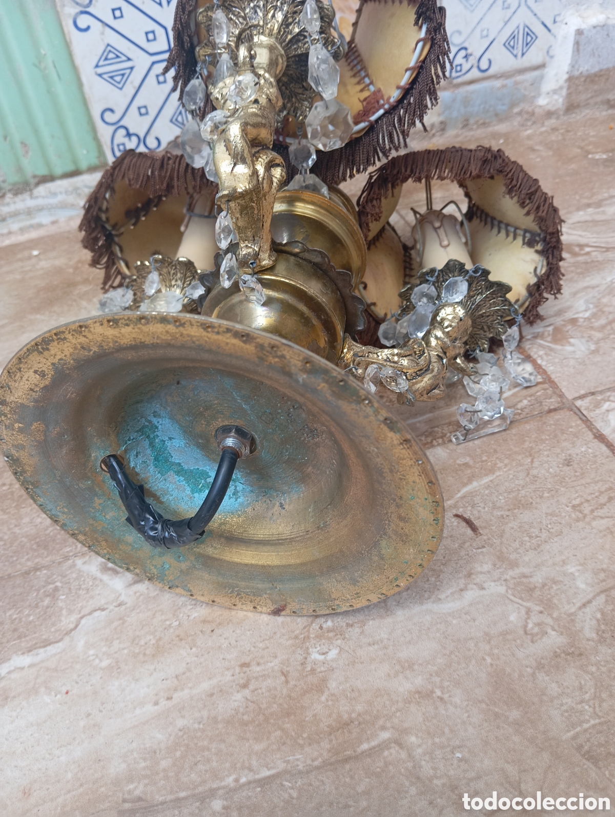 Antig&uuml;edades: lampara de bronce antigua - Foto 5