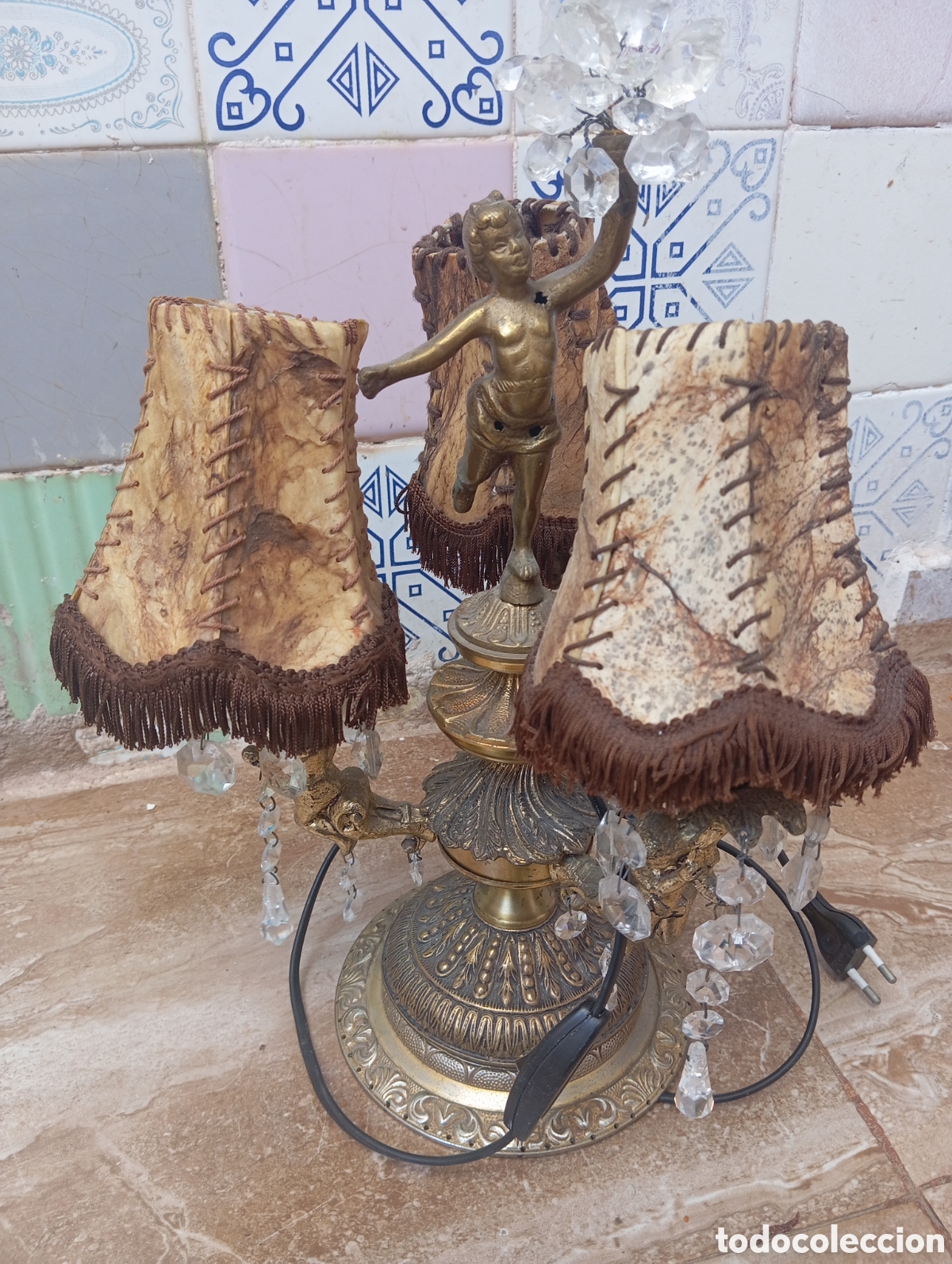 Antig&uuml;edades: lampara de bronce antigua - Foto 1