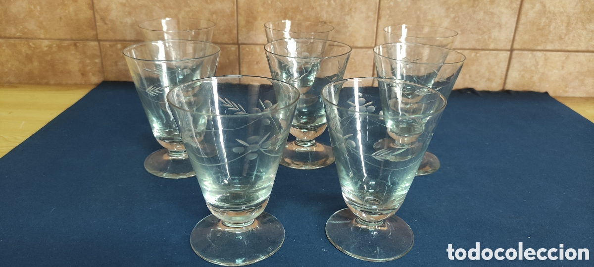 Antig&uuml;edades: Juego 8 copas cristal tallado - Foto 2