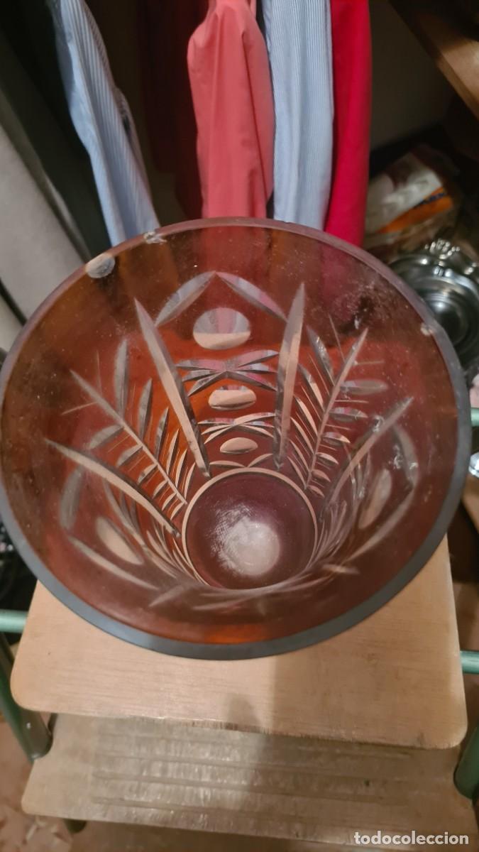 Antig&uuml;edades: Antiguo jarron copa de cristal tallado - Foto 4
