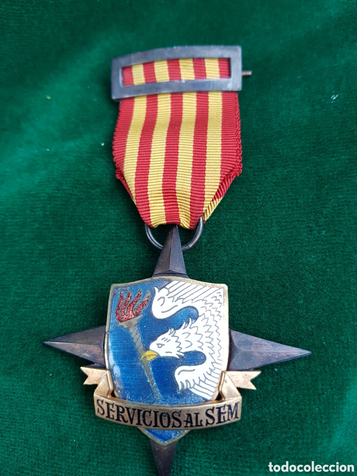 Antiques: ANTIGUA MEDALLA DE PLATA Y ESMALTES SERVICIOS AL SEM