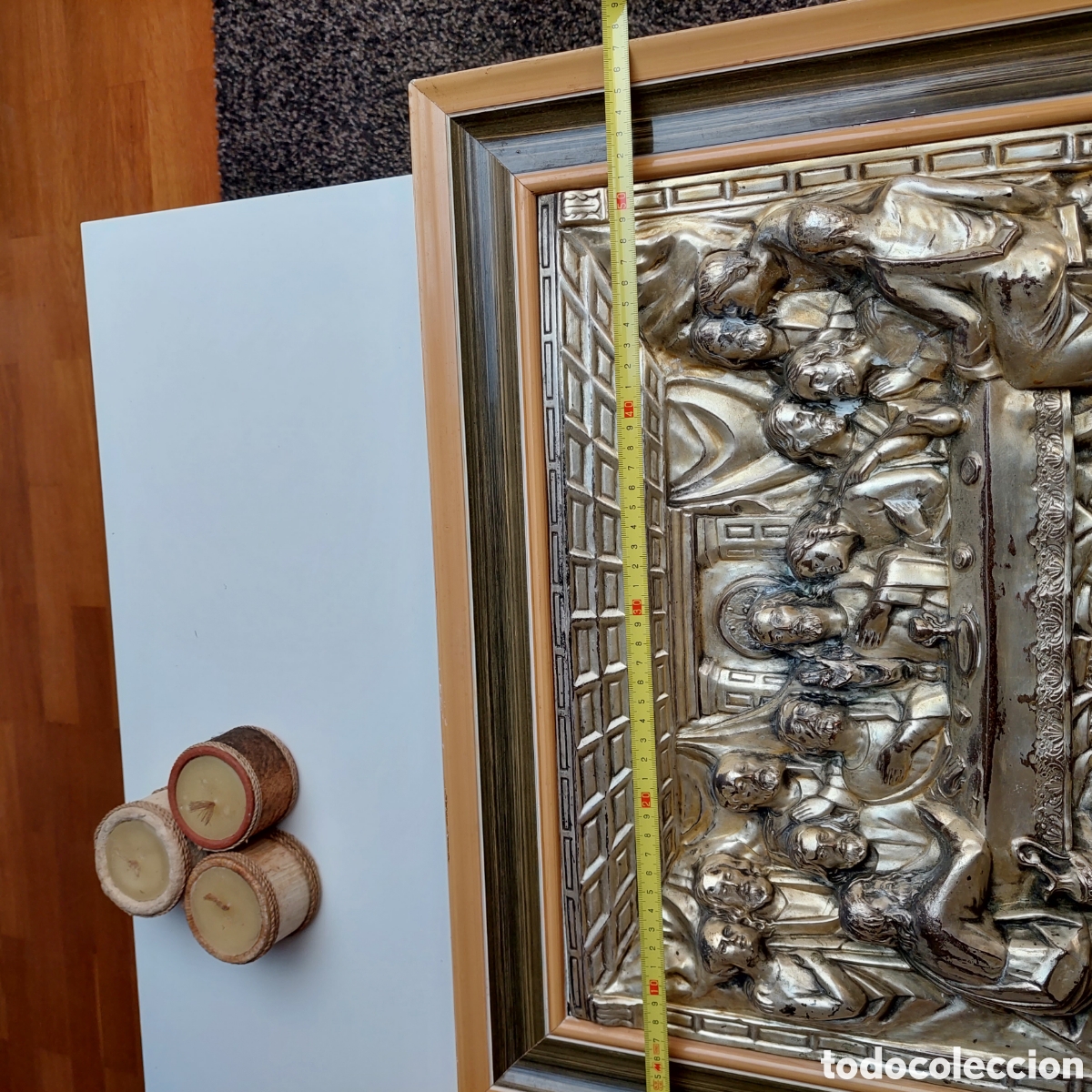 Antig&uuml;edades: Cuadro &uacute;ltima cena repujado - Foto 2