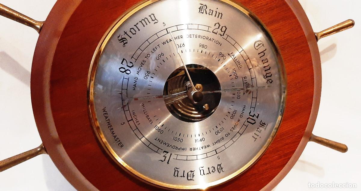 Antig&uuml;edades: Bar&oacute;metro n&aacute;utico de madera Weathermaster - Foto 3
