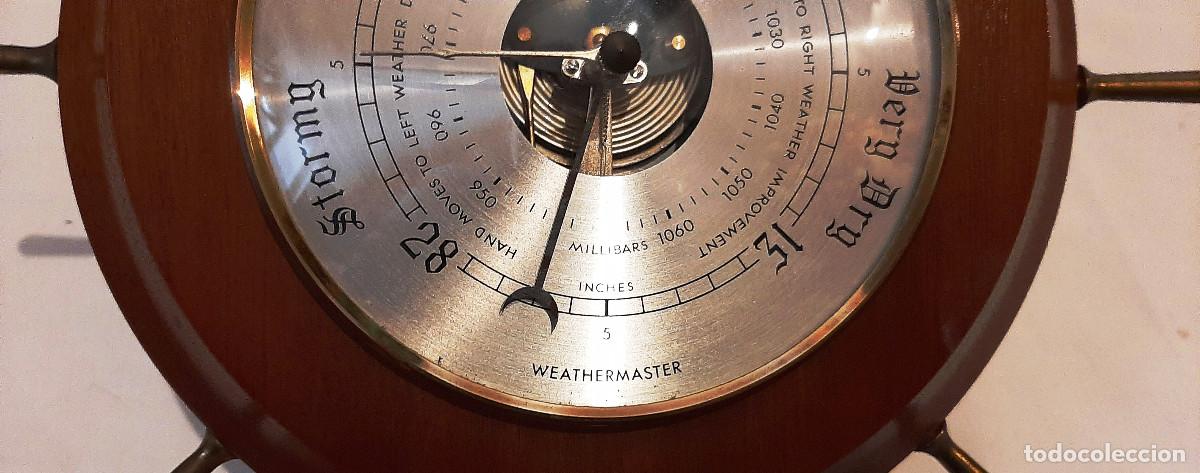 Antig&uuml;edades: Bar&oacute;metro n&aacute;utico de madera Weathermaster - Foto 4