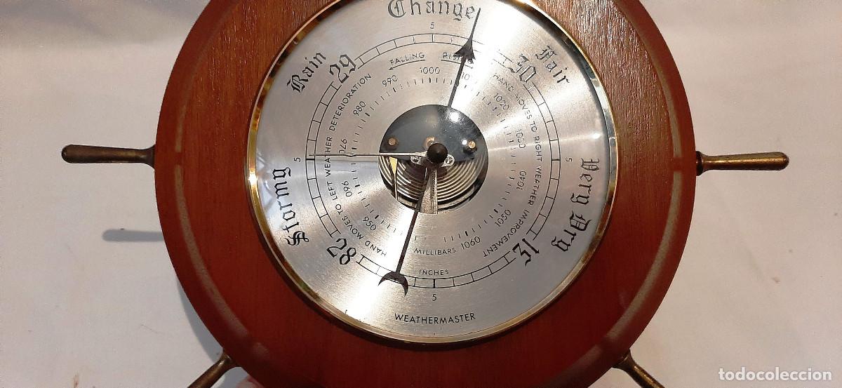 Antig&uuml;edades: Bar&oacute;metro n&aacute;utico de madera Weathermaster - Foto 5