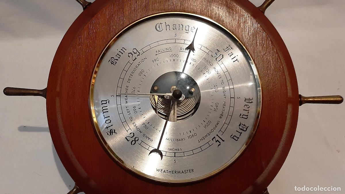 Antig&uuml;edades: Bar&oacute;metro n&aacute;utico de madera Weathermaster - Foto 6