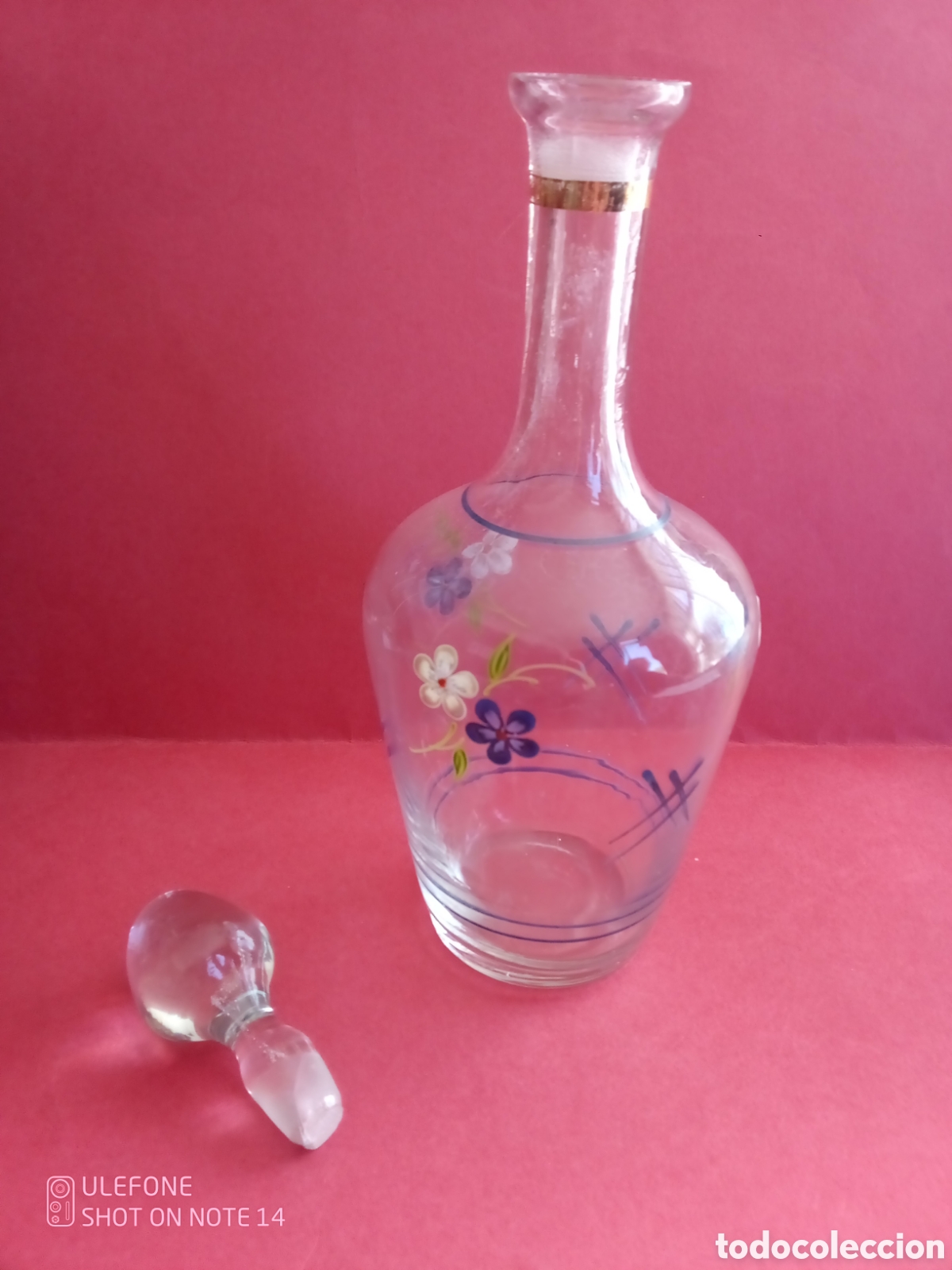 Antig&uuml;edades: BOTELLA CRISTAL PINTADA A MANO - LICORERA - Foto 2