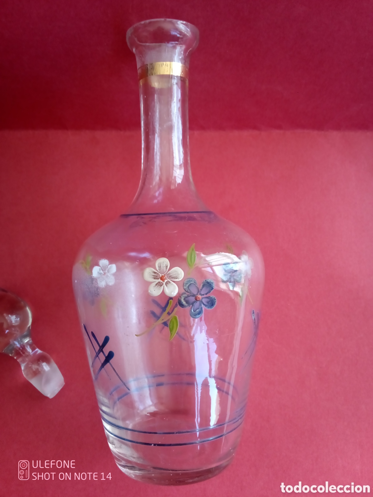 Antig&uuml;edades: BOTELLA CRISTAL PINTADA A MANO - LICORERA - Foto 3
