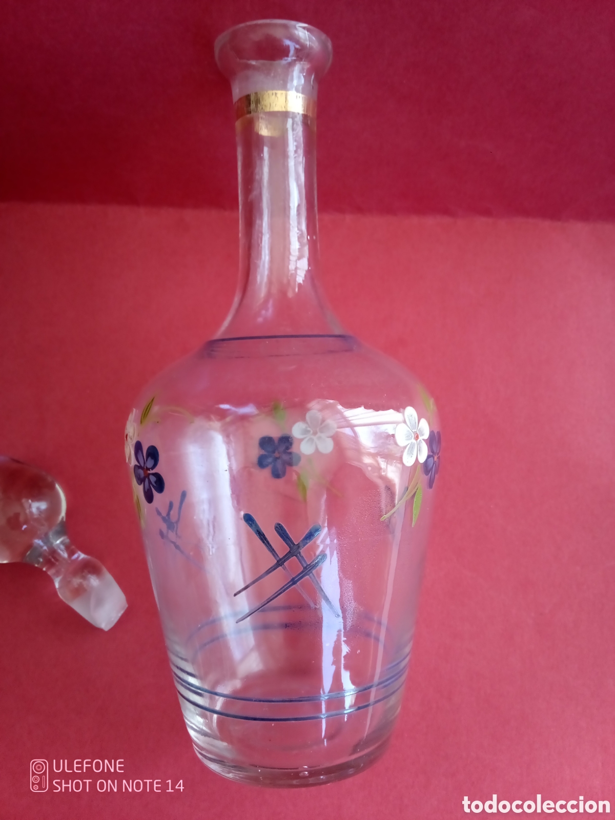 Antig&uuml;edades: BOTELLA CRISTAL PINTADA A MANO - LICORERA - Foto 4