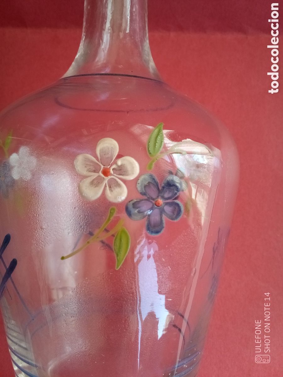 Antig&uuml;edades: BOTELLA CRISTAL PINTADA A MANO - LICORERA - Foto 6