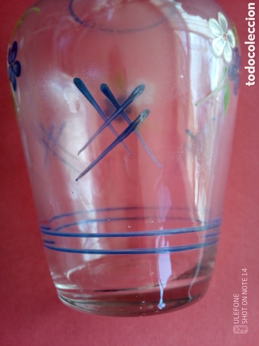 Antig&uuml;edades: BOTELLA CRISTAL PINTADA A MANO - LICORERA - Foto 7