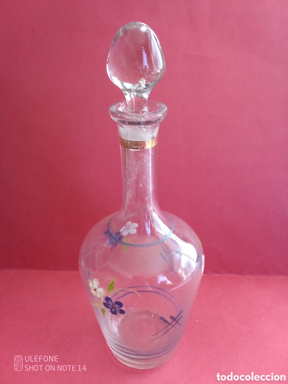 Antig&uuml;edades: BOTELLA CRISTAL PINTADA A MANO - LICORERA - Foto 1