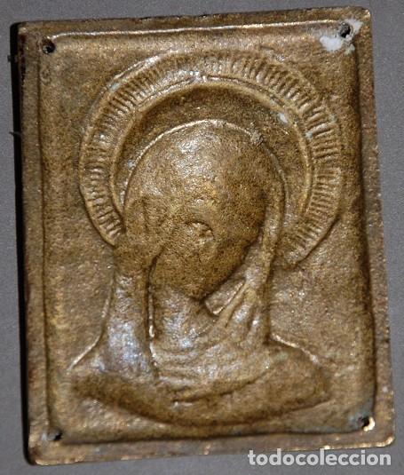 Antig&uuml;edades: PLACA RELIGIOSA DE BRONCE PARA PUERTA INMACULADA CONCEPCION - Foto 2