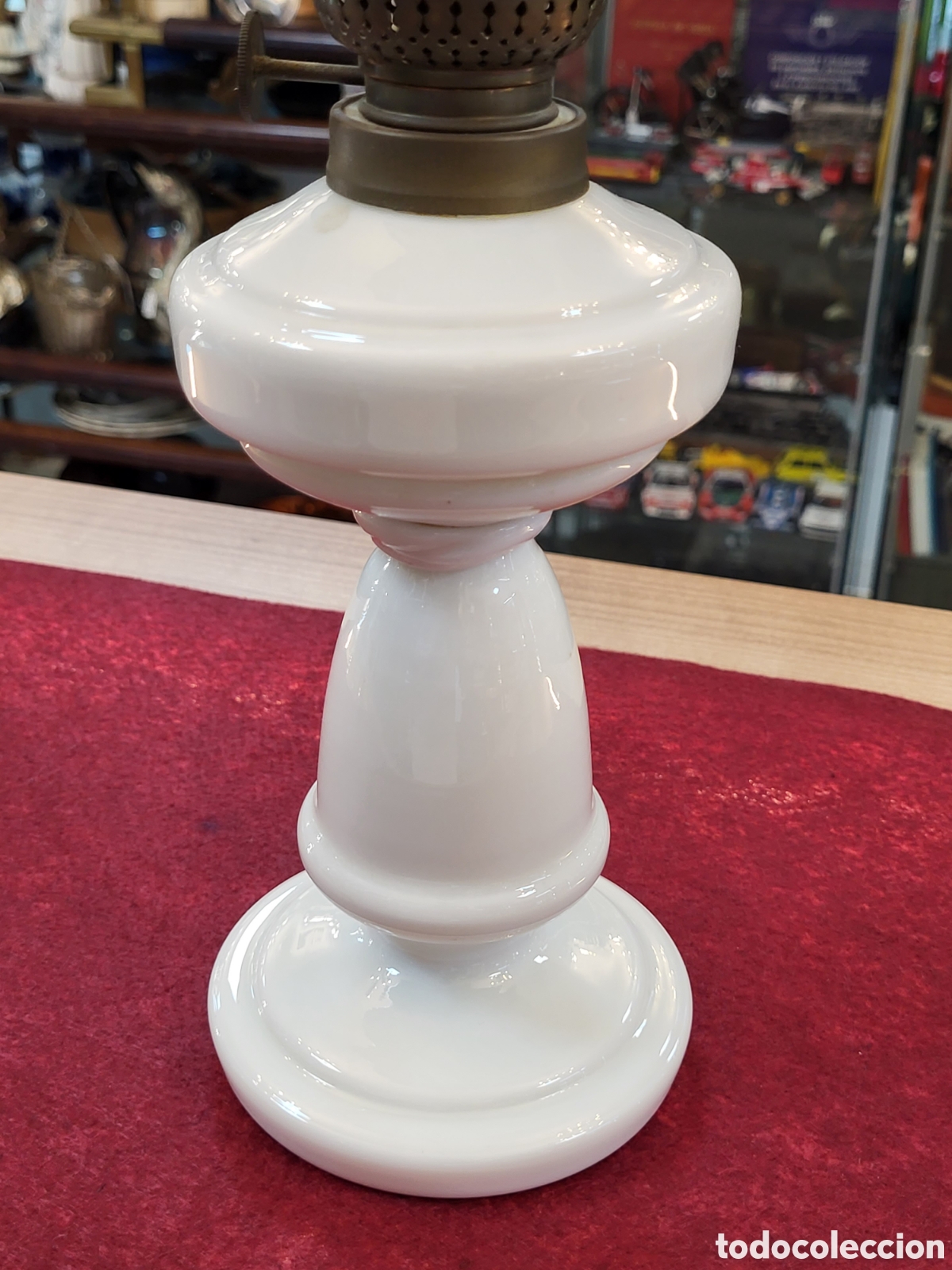Antig&uuml;edades: ANTIGUO QUINQUE CRISTAL DE OPALINA . 45 CM - Foto 5