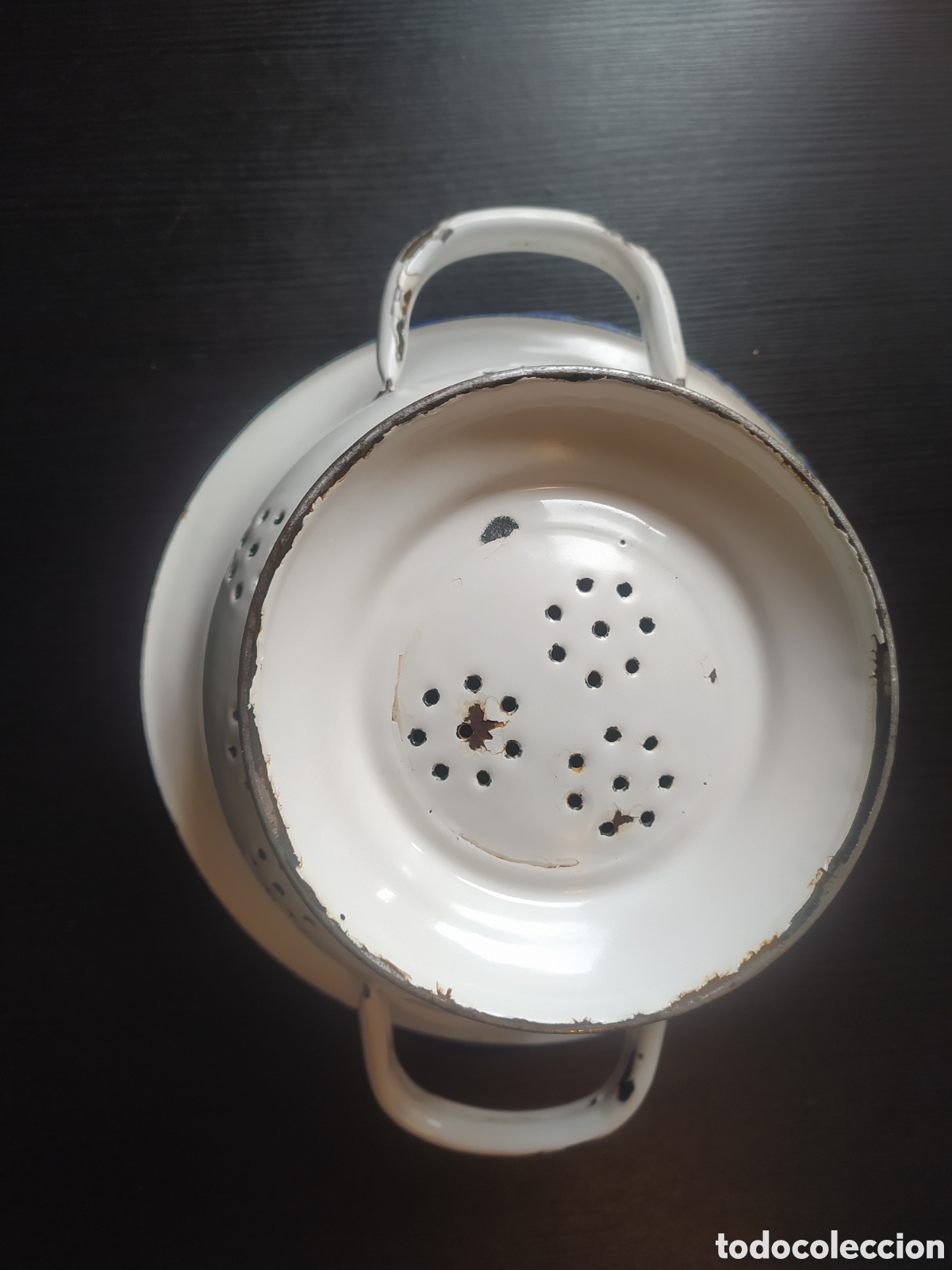 Antig&uuml;edades: Escurridor hierro esmaltado blanco - Foto 2