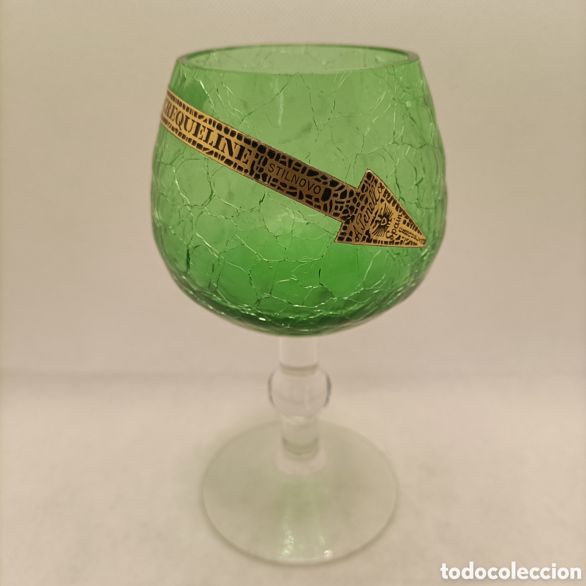Antig&uuml;edades: 6 Copas Cristal Craquelado Verdes - Foto 2