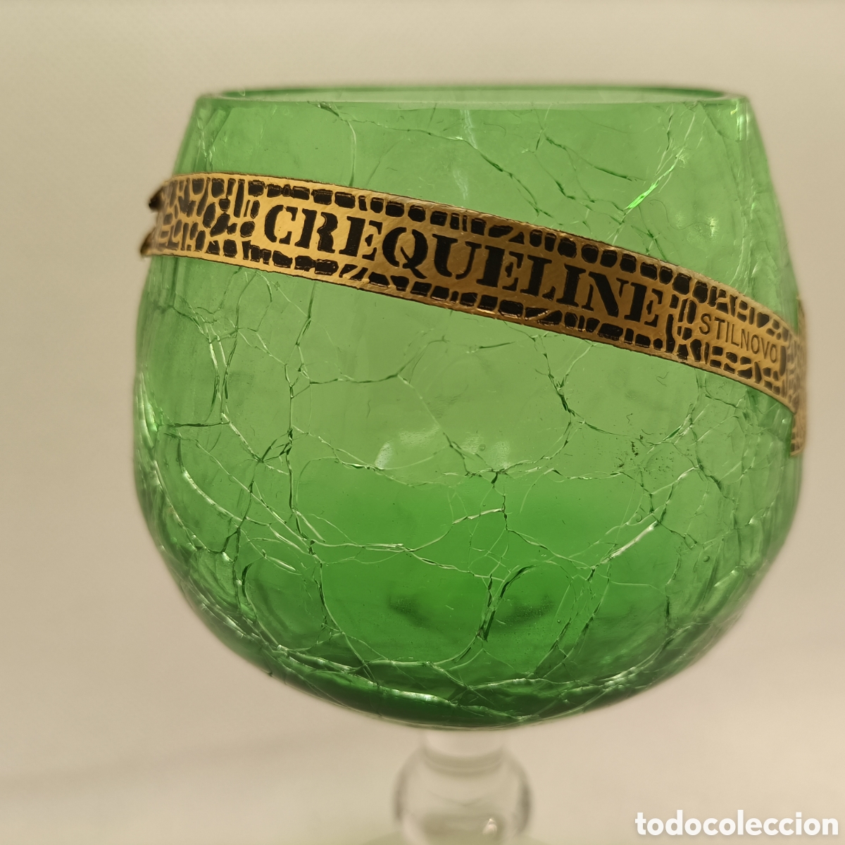 Antig&uuml;edades: 6 Copas Cristal Craquelado Verdes - Foto 3