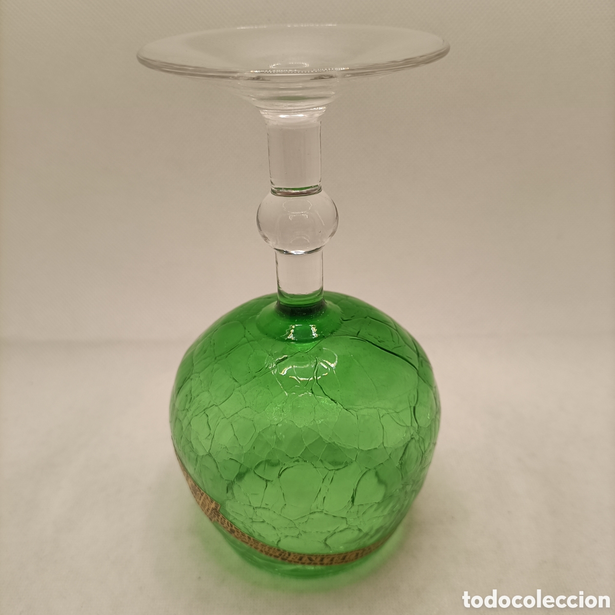 Antig&uuml;edades: 6 Copas Cristal Craquelado Verdes - Foto 5