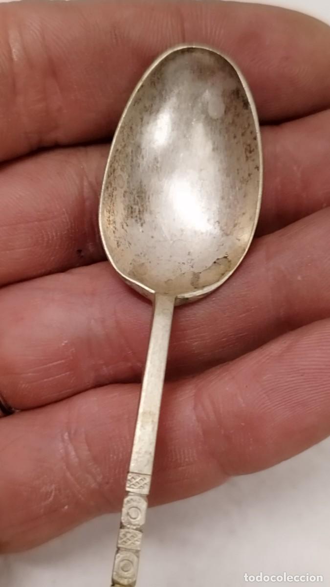 Antig&uuml;edades: Pareja de antiguas cucharas,de postre alargadas - Foto 10