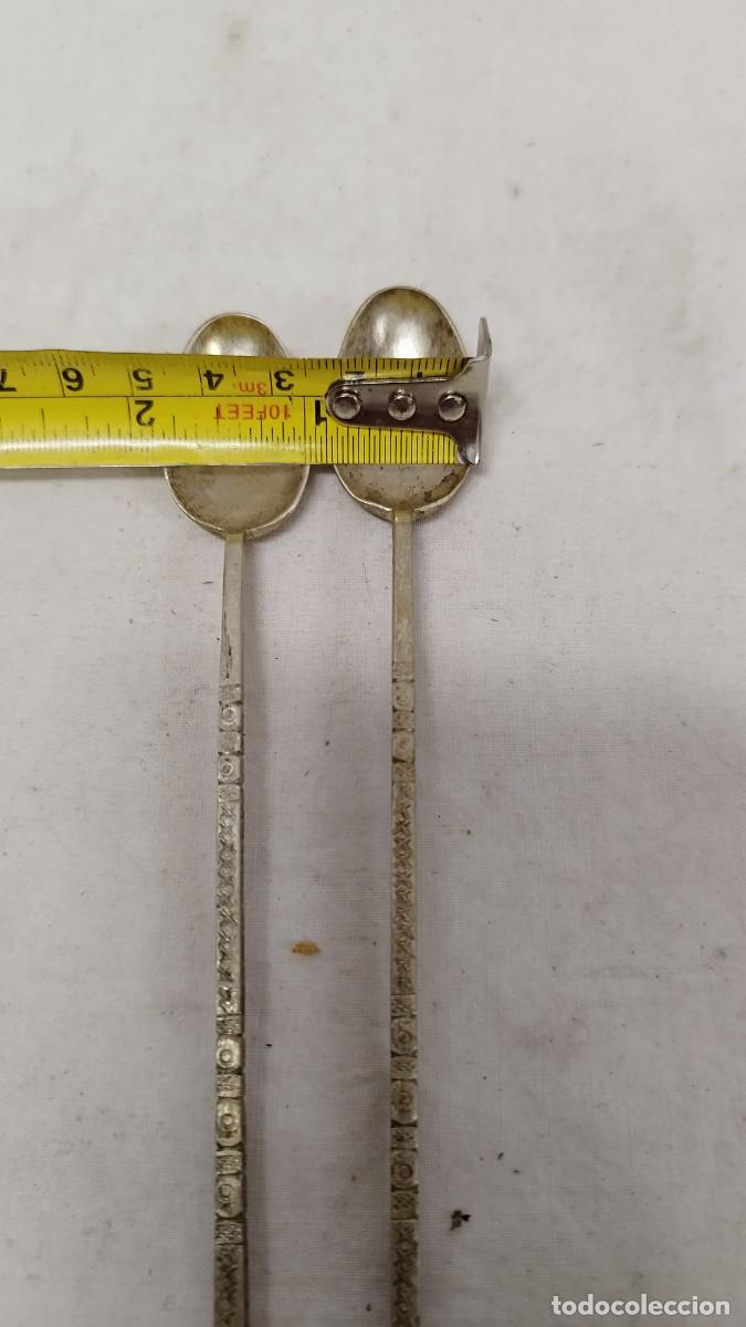 Antig&uuml;edades: Pareja de antiguas cucharas,de postre alargadas - Foto 16
