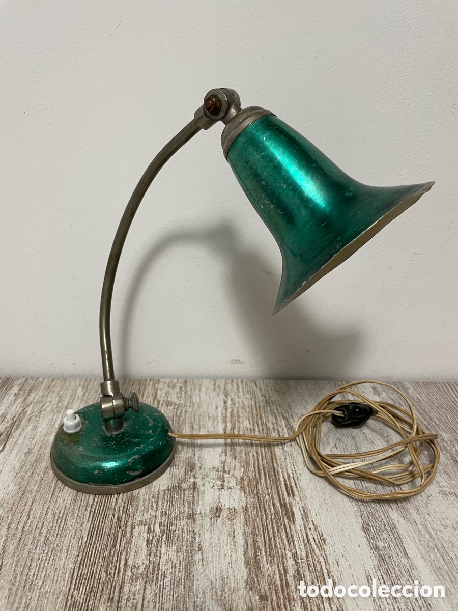 Antig&uuml;edades: FLEXO LAMPARA A&Ntilde;OS 30 VERDE STEAMPUNK - Foto 4