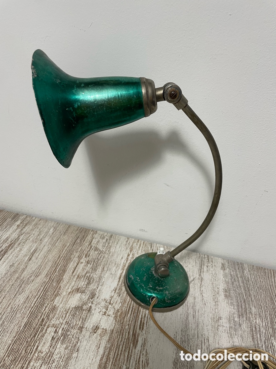 Antig&uuml;edades: FLEXO LAMPARA A&Ntilde;OS 30 VERDE STEAMPUNK - Foto 5