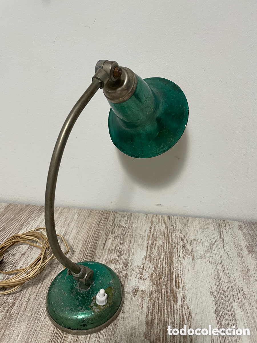 Antig&uuml;edades: FLEXO LAMPARA A&Ntilde;OS 30 VERDE STEAMPUNK - Foto 9