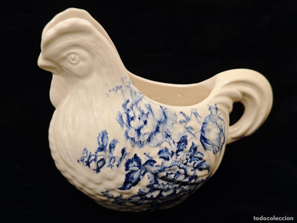 Antig&uuml;edades: Lechera inglesa forma gallina Crown Devon - Foto 1