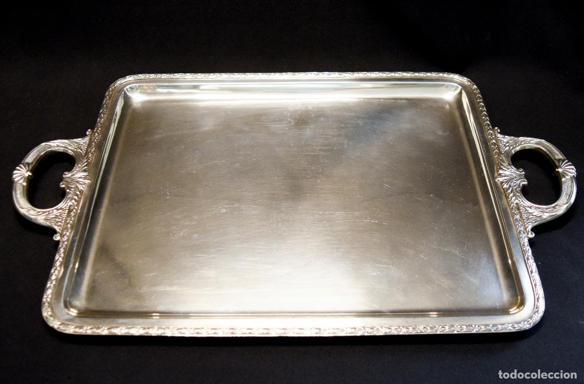 Antig&uuml;edades: Bandeja de gran tama&ntilde;o y peso - Plata - Foto 9
