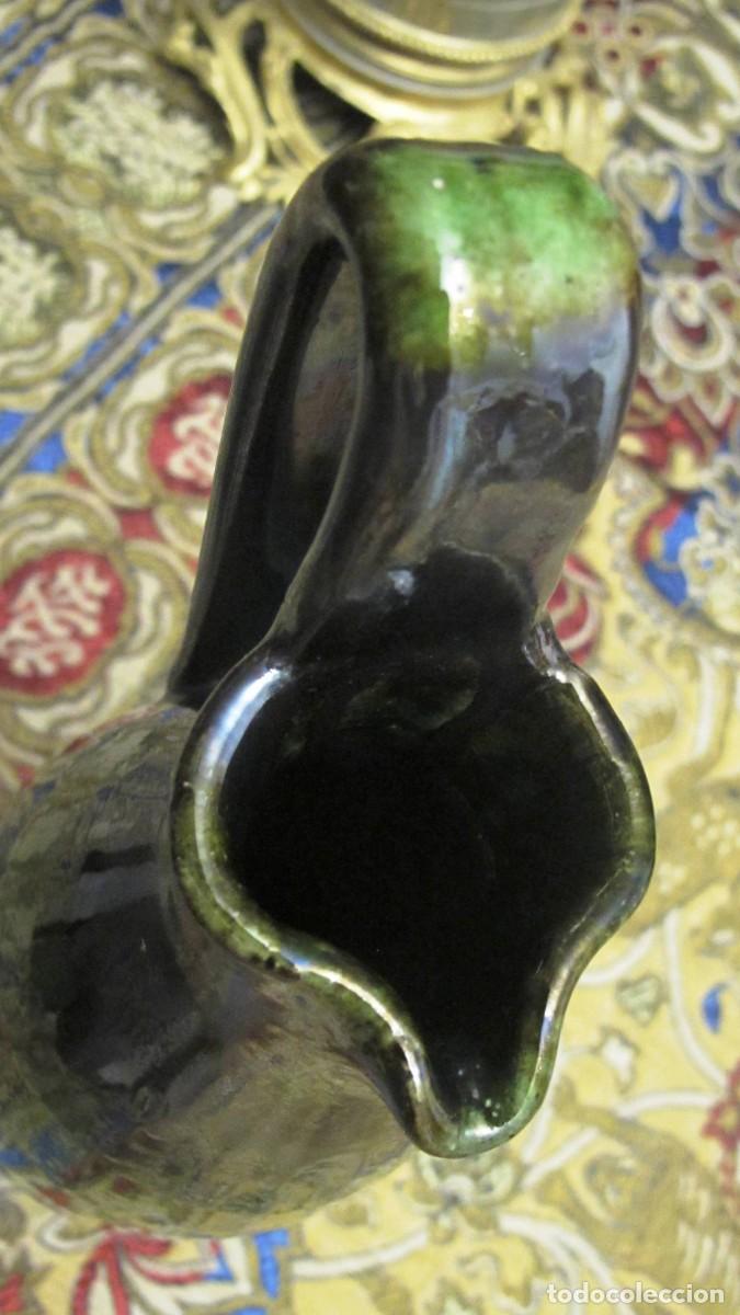 Antig&uuml;edades: BOTELLA DE CER&Aacute;MICA VERDE CON LA BASE DE PLATA - Foto 3