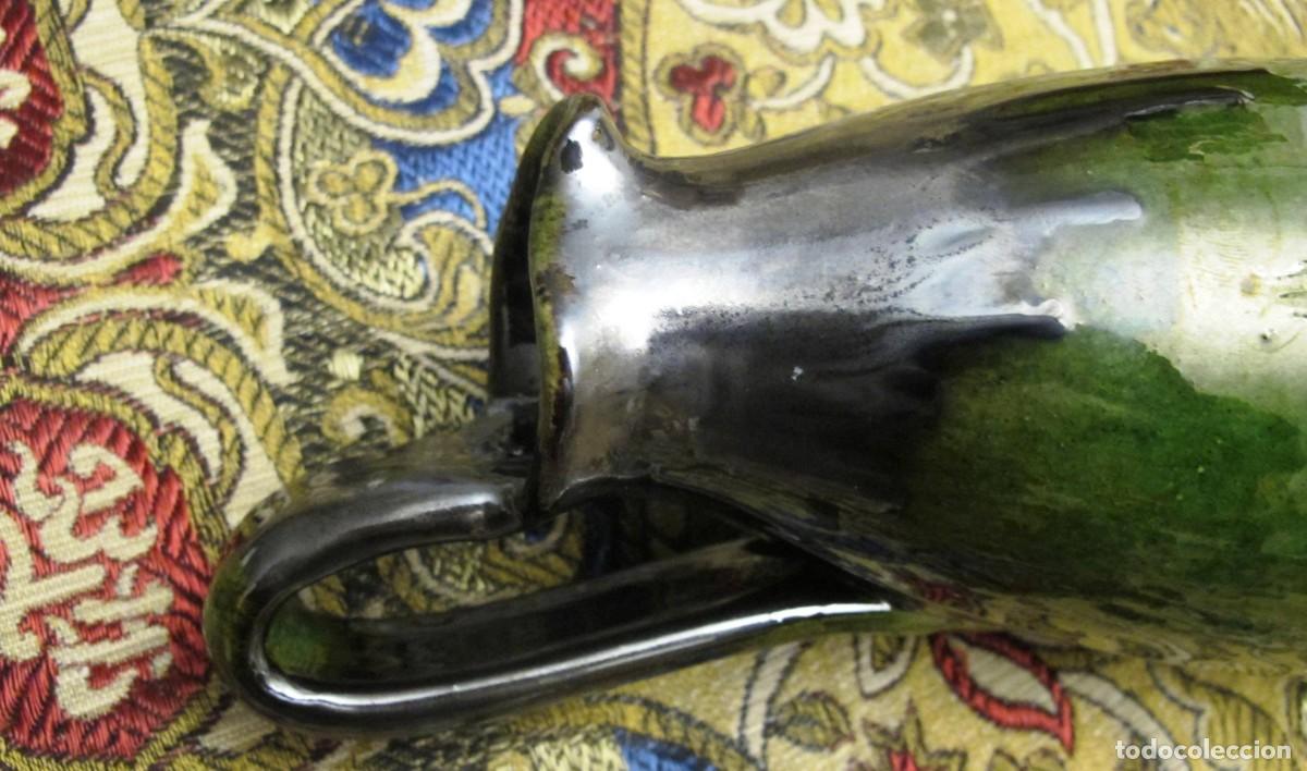 Antig&uuml;edades: BOTELLA DE CER&Aacute;MICA VERDE CON LA BASE DE PLATA - Foto 5