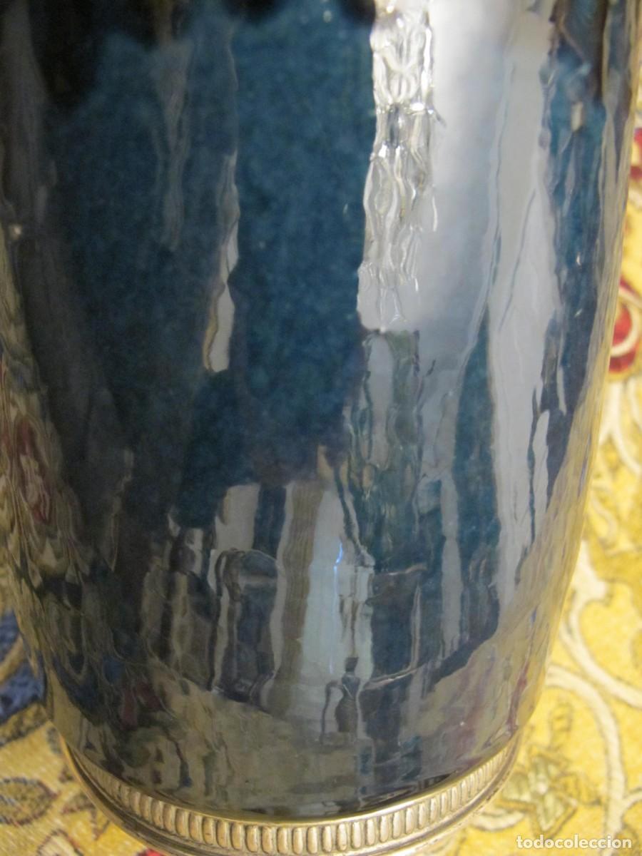 Antig&uuml;edades: BOTELLA DE CER&Aacute;MICA VERDE CON LA BASE DE PLATA - Foto 8