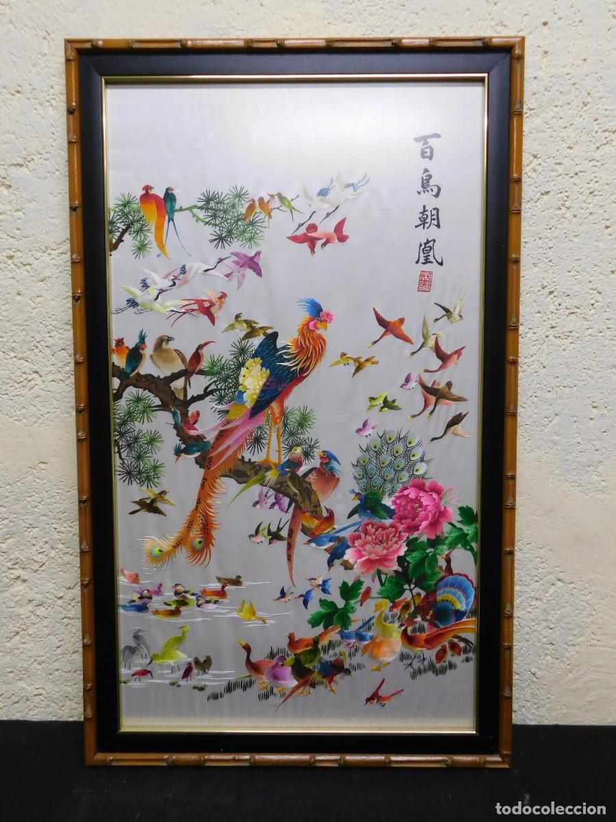 Antig&uuml;edades: BORDADO SOBRE SEDA ORIENTAL - Foto 1