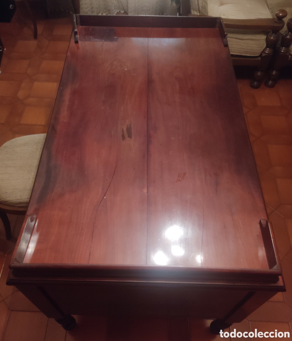 Antig&uuml;edades: Mesa despacho DOBLE CARA estilo ingles caoba - Foto 3