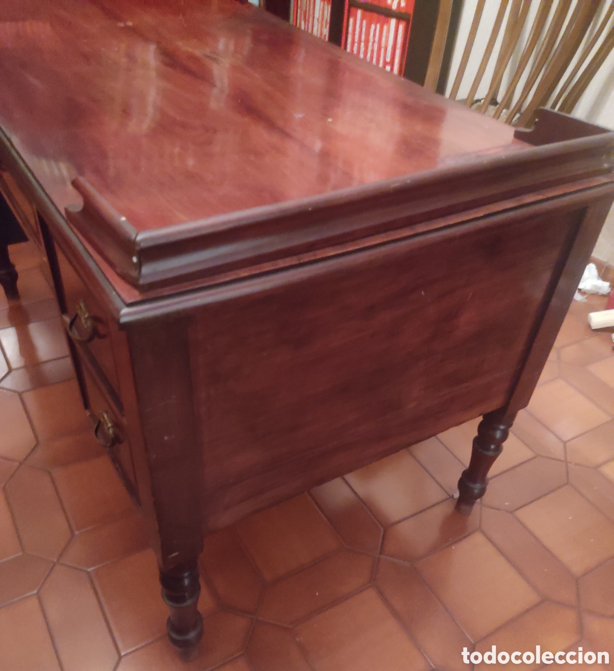 Antig&uuml;edades: Mesa despacho DOBLE CARA estilo ingles caoba - Foto 4