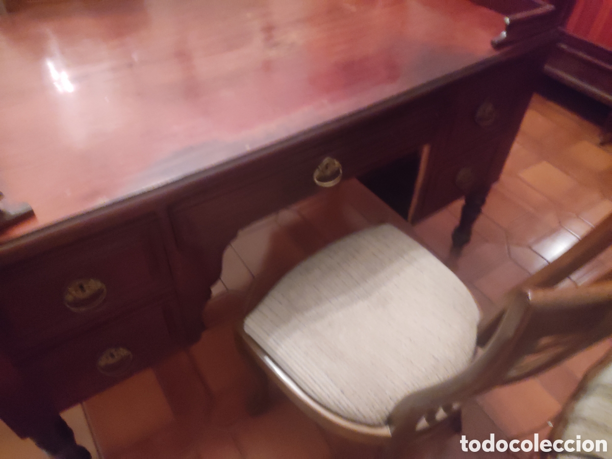 Antig&uuml;edades: Mesa despacho DOBLE CARA estilo ingles caoba - Foto 9