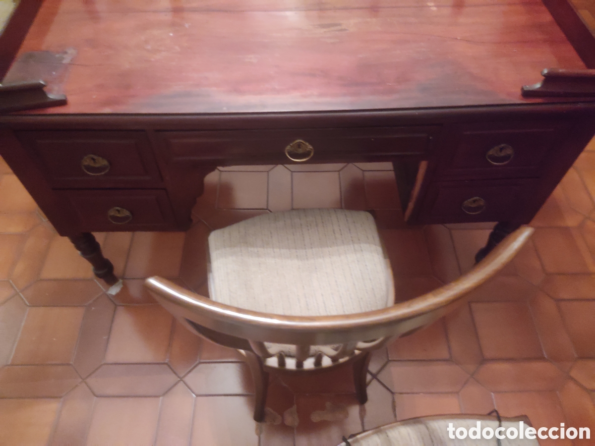 Antig&uuml;edades: Mesa despacho DOBLE CARA estilo ingles caoba - Foto 10