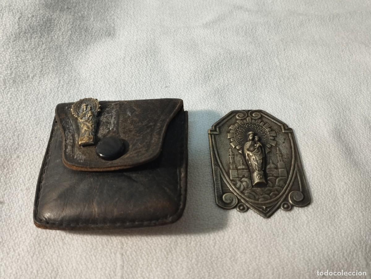Antig&uuml;edades: PLACA DE LA VIRGEN DEL PILAR CON SU ESTUCHE - Foto 1