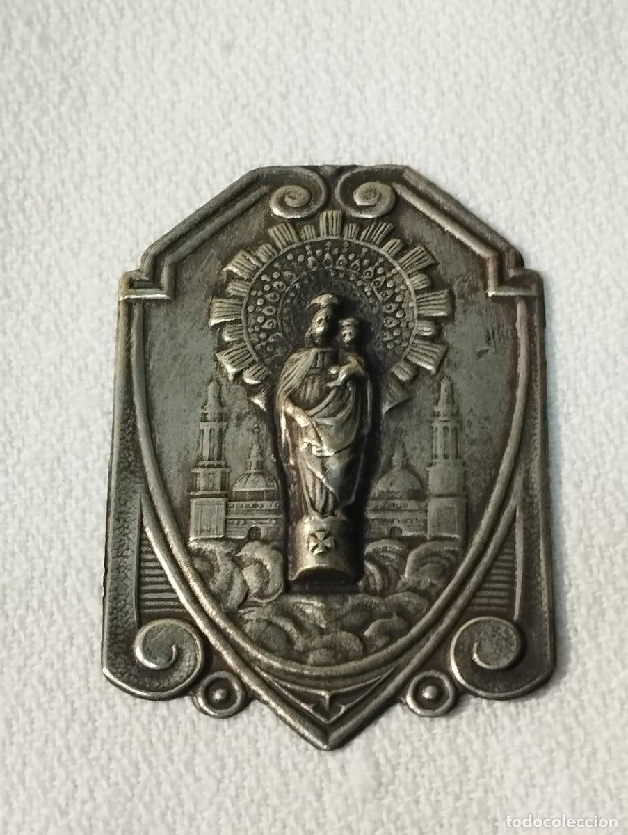 Antig&uuml;edades: PLACA DE LA VIRGEN DEL PILAR CON SU ESTUCHE - Foto 3