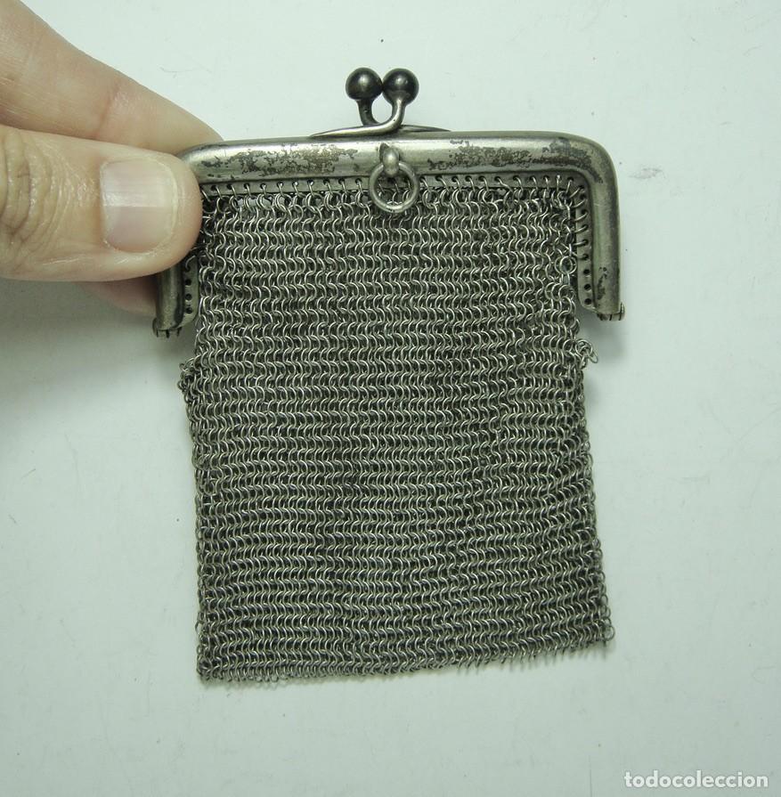 Antig&uuml;edades: Monedero de malla en PLATA con boquilla cuadrangular. Ca. 1910&ndash;1920 - Foto 3