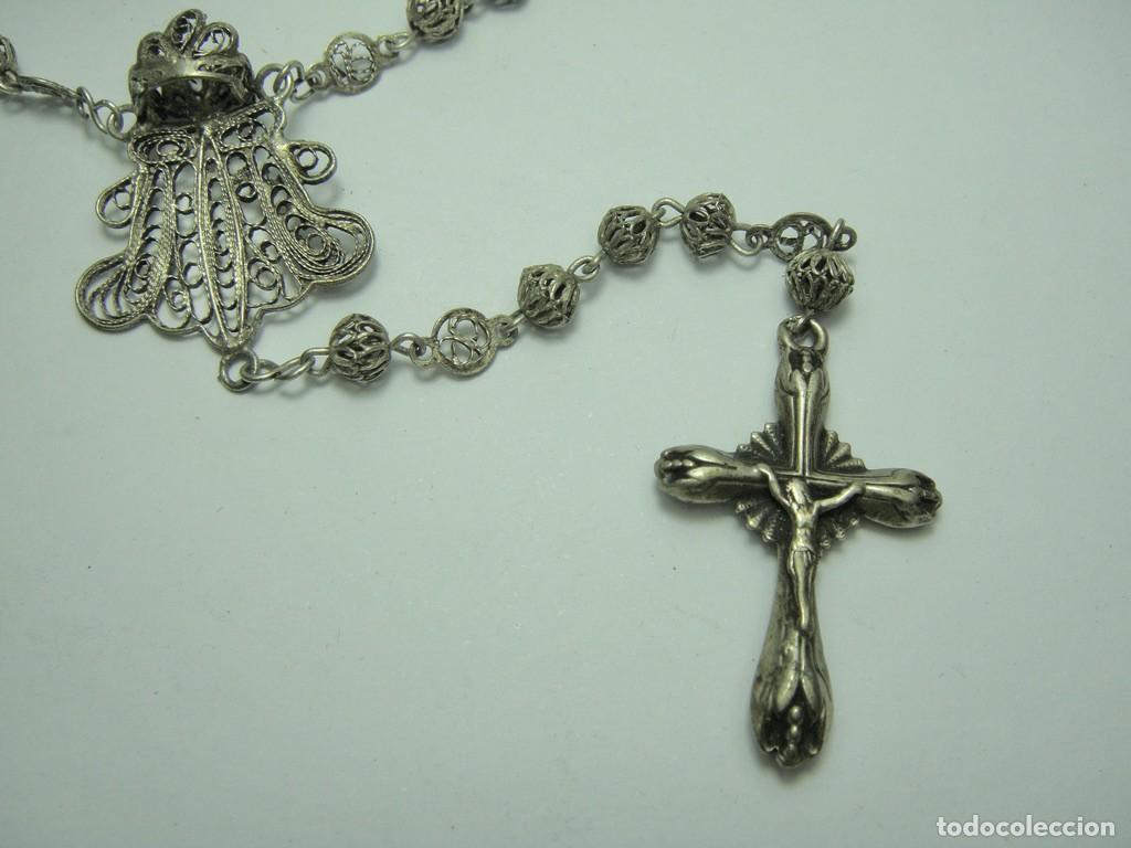 Antig&uuml;edades: Antiguo Rosario Completamente de Plata. - Foto 3