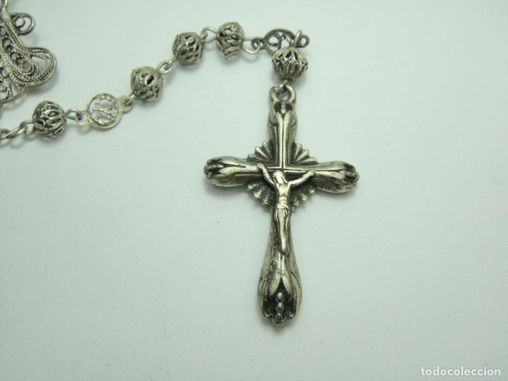 Antig&uuml;edades: Antiguo Rosario Completamente de Plata. - Foto 4