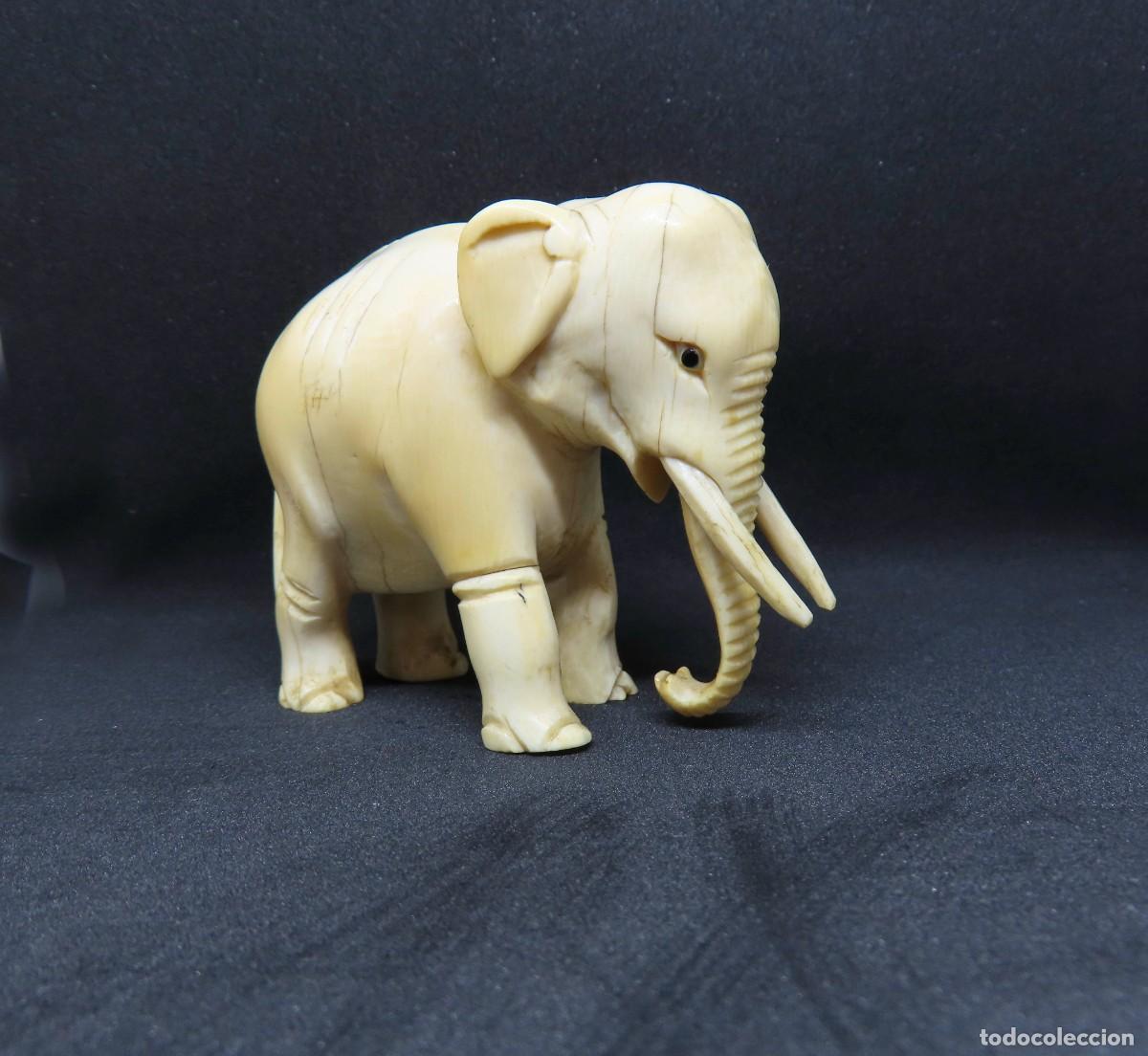 Antig&uuml;edades: Figura de elefante en marfil - Foto 1