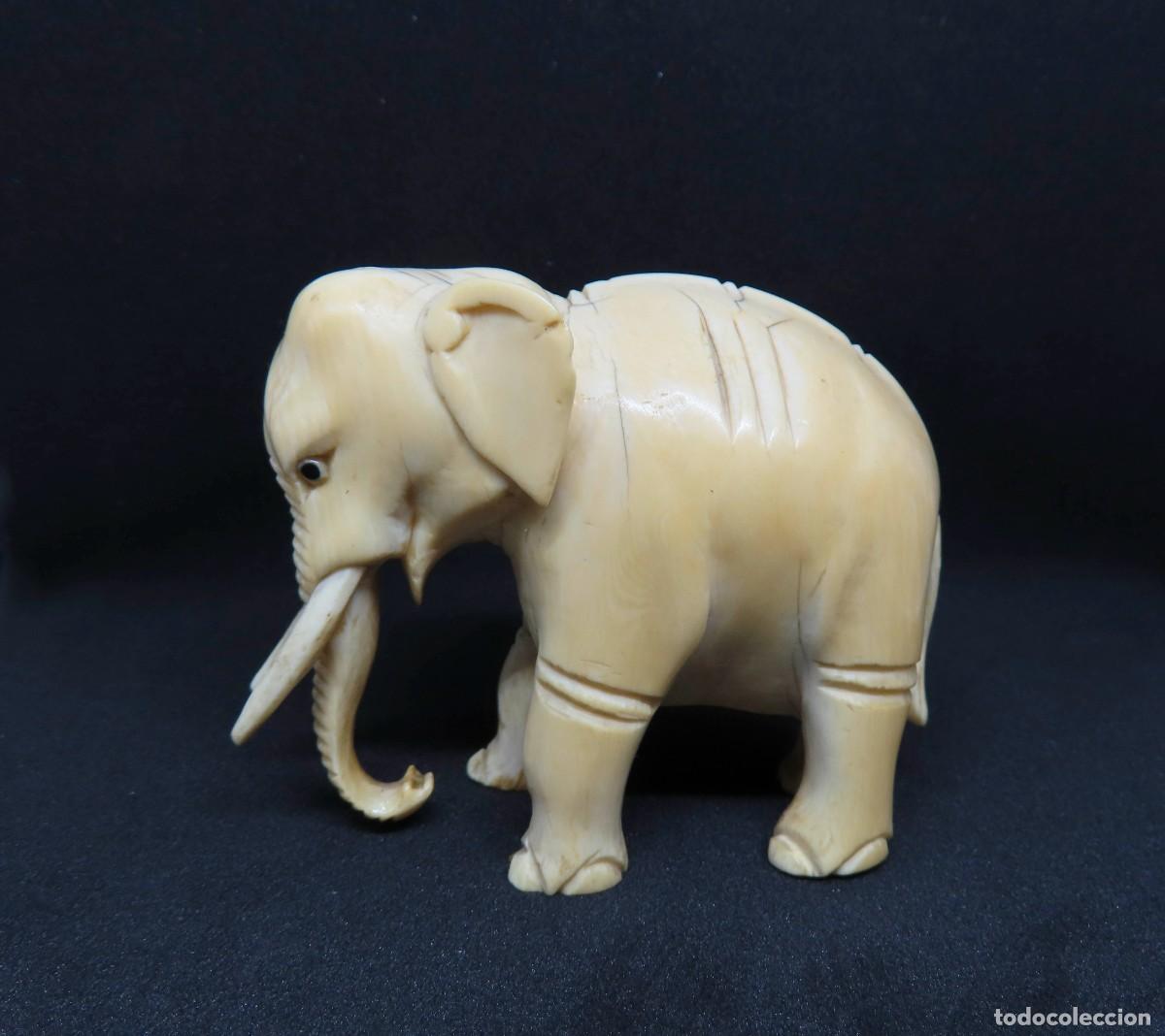Antig&uuml;edades: Figura de elefante en marfil - Foto 3