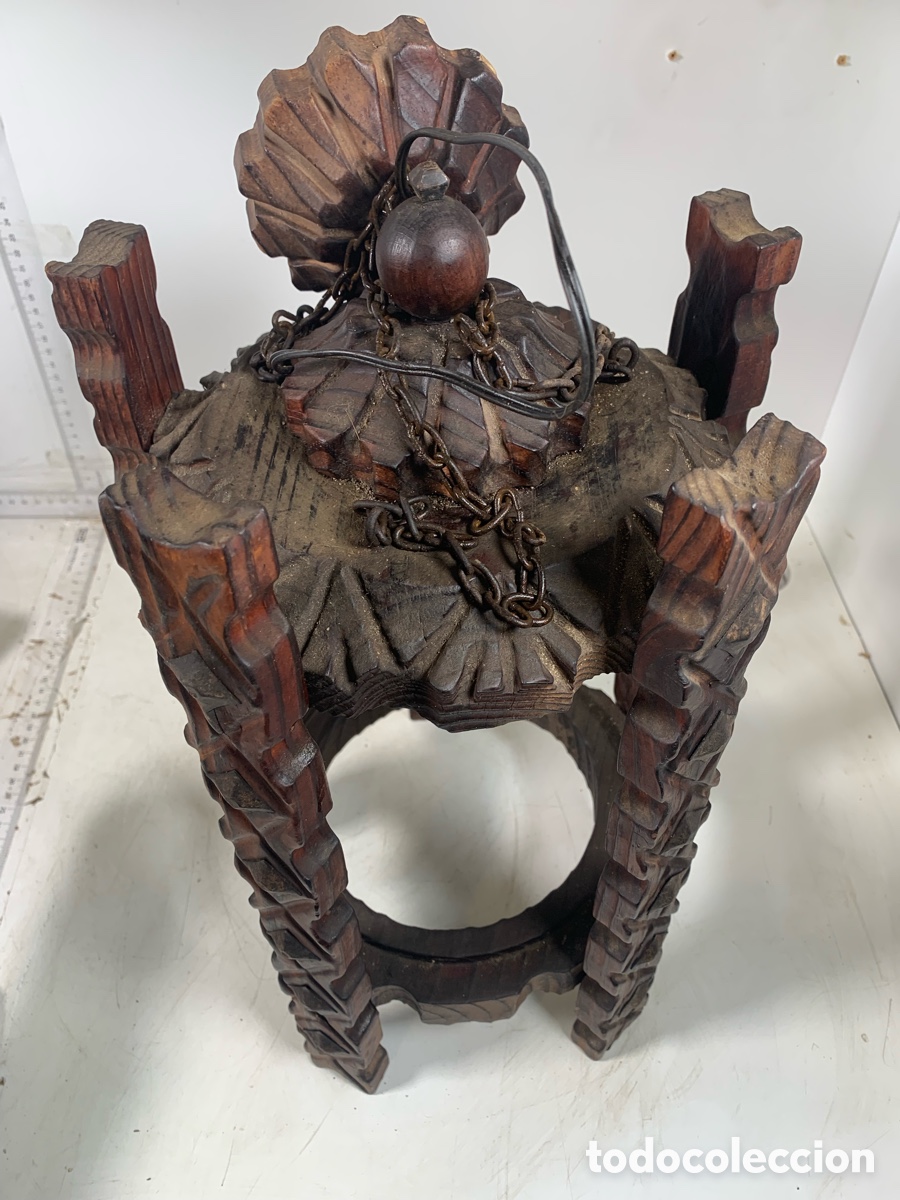 Antig&uuml;edades: 01_ L&aacute;mpara aplique de madera - Foto 2